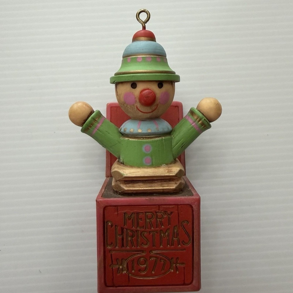 Vintage 1977 Hallmark Jack-in-the-box Clown Christmas Ornament Holiday Decor